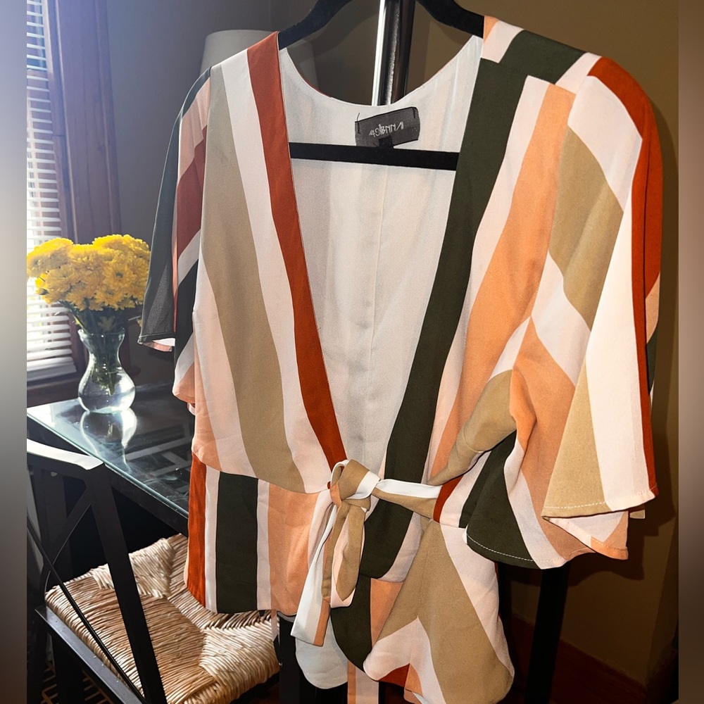 Cute Stripe Tie Blouse